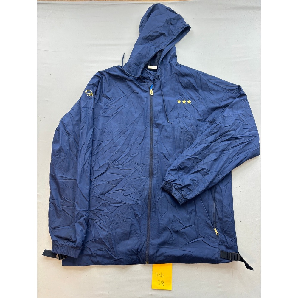 Pele Mens Navy Blue Hooded Windbreaker Jacket Gold Stars Logo Size Large